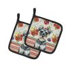 Schnauzer Vegetables Pair of Pot Holders Pair 7.5x7.5 Quilted Insulated Hot Pads Decorative Kitchen Gift Made in USA