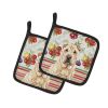 Shar Pei Vegetables Pair of Pot Holders Pair 7.5x7.5 Quilted Insulated Hot Pads Decorative Kitchen Gift Made in USA