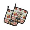 Welsh Terrier Vegetables Pair of Pot Holders Pair 7.5x7.5 Quilted Insulated Hot Pads Decorative Kitchen Gift Made in USA