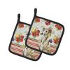 Brindle Whippet Vegetables Pair of Pot Holders Pair 7.5x7.5 Quilted Insulated Hot Pads Decorative Kitchen Gift Made in USA