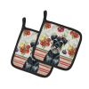 Standard Schnauzer Vegetables Pair of Pot Holders Pair 7.5x7.5 Quilted Insulated Hot Pads Decorative Kitchen Gift Made in USA