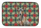 Xoloitzcuintli Christmas PoinsettIas Dish Drying Mat Absorbent Dish Drying Mat Pad for Kitchen Counter Dish Drainer Mat for Countertop, 14 x 21"