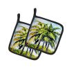 NEW Tropical Breeze Palm Trees Pair of Pot Holders Kitchen Heat Resistant Pot Holders Sets Oven Hot Pads for Cooking Baking BBQ, 7 1/2 x 7 1/2