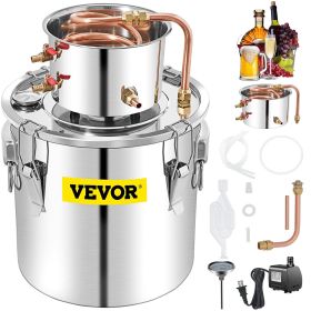 VEVOR Alcohol Still 13.2Gal/50L, Alcohol Distiller with Circulating Pump, Alcohol Still Copper Tube, Whiskey Distilling Kit with Build-In Thermometer
