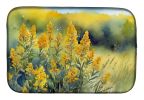 Nebraska Goldenrod in Watercolor Dish Drying Mat Absorbent Dish Drying Mat Pad for Kitchen Counter Dish Drainer Mat for Countertop, 14 x 21"