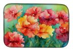 Ohio Scarlet Carnations in Watercolor Dish Drying Mat Absorbent Dish Drying Mat Pad for Kitchen Counter Dish Drainer Mat for Countertop, 14 x 21"