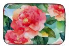 Alabama Camellia in Watercolor Dish Drying Mat Absorbent Dish Drying Mat Pad for Kitchen Counter Dish Drainer Mat for Countertop, 14 x 21", Multicolor