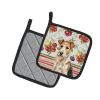 Wire Fox Terrier Vegetables Pair of Pot Holders Pair 7.5x7.5 Quilted Insulated Hot Pads Decorative Kitchen Gift Made in USA