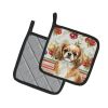 Tibetan Spaniel Vegetables Pair of Pot Holders Pair 7.5x7.5 Quilted Insulated Hot Pads Decorative Kitchen Gift Made in USA