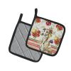 Brindle Whippet Vegetables Pair of Pot Holders Pair 7.5x7.5 Quilted Insulated Hot Pads Decorative Kitchen Gift Made in USA