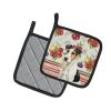 Smooth Fox Terrier Vegetables Pair of Pot Holders Pair 7.5x7.5 Quilted Insulated Hot Pads Decorative Kitchen Gift Made in USA