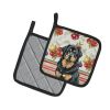 Black and Tan Tibetan Mastiff Vegetables Pair of Pot Holders Pair 7.5x7.5 Quilted Insulated Hot Pads Decorative Kitchen Gift Made in USA