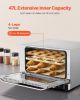 VEVOR Commercial Convection Oven, 47L/43Qt, Half-Size Conventional Oven Countertop, 1600W 4-Tier Toaster with Front Glass Door