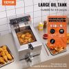 VEVOR Commercial Deep Fryer, 1500W Electric Countertop Fryer with Basket, 11.6Qt / 11L Stainless Steel Single Oil Fryer with Time & Temp Control