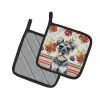 Schnauzer Vegetables Pair of Pot Holders Pair 7.5x7.5 Quilted Insulated Hot Pads Decorative Kitchen Gift Made in USA