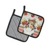 Sable Sheltie Vegetables Pair of Pot Holders Pair 7.5x7.5 Quilted Insulated Hot Pads Decorative Kitchen Gift Made in USA