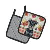 Standard Schnauzer Vegetables Pair of Pot Holders Pair 7.5x7.5 Quilted Insulated Hot Pads Decorative Kitchen Gift Made in USA