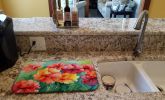 Ohio Scarlet Carnations in Watercolor Dish Drying Mat Absorbent Dish Drying Mat Pad for Kitchen Counter Dish Drainer Mat for Countertop, 14 x 21"