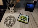 NEW Tropical Breeze Palm Trees Pair of Pot Holders Kitchen Heat Resistant Pot Holders Sets Oven Hot Pads for Cooking Baking BBQ, 7 1/2 x 7 1/2