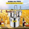 VEVOR Moonshine Still Distiller 3Gal 12L Stainless Steel Water Distiller Copper Tube with Circulating Pump Home Brewing Kit Build-in Thermometer for D