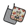Welsh Terrier Vegetables Pair of Pot Holders Pair 7.5x7.5 Quilted Insulated Hot Pads Decorative Kitchen Gift Made in USA