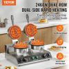 VEVOR Commercial Waffle Maker, Dual-Head Round Waffle Baker Machine, 2460W Non-Stick Stainless Steel Belgian Waffle Iron with Temp and Time Control