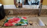 Alabama Camellia in Watercolor Dish Drying Mat Absorbent Dish Drying Mat Pad for Kitchen Counter Dish Drainer Mat for Countertop, 14 x 21", Multicolor