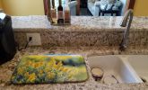 Nebraska Goldenrod in Watercolor Dish Drying Mat Absorbent Dish Drying Mat Pad for Kitchen Counter Dish Drainer Mat for Countertop, 14 x 21"