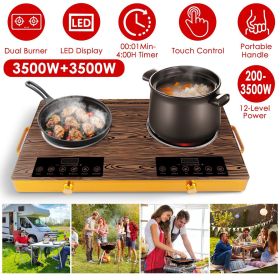 7000W Electric Double Ceramic Stove/ 3500W Electric Single Ceramic Stove Options 3 Colors Available (Color: wood, type: 7000W Double Burner)