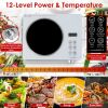 Portable Electric Single Burner Cooktop 3500W 110V, Heat-Resistant Glass Surface (Easy to Clean) with Side Handles